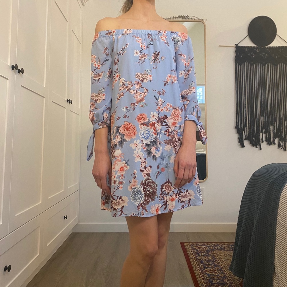 Off the shoulder floral print dress